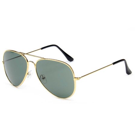Solglasögon Pilot Guld Grönt Glas