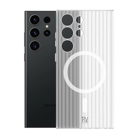 Samsung Galaxy S23 Ultra Mobilskal Korrugerad med Magnet Rvelon - Vit