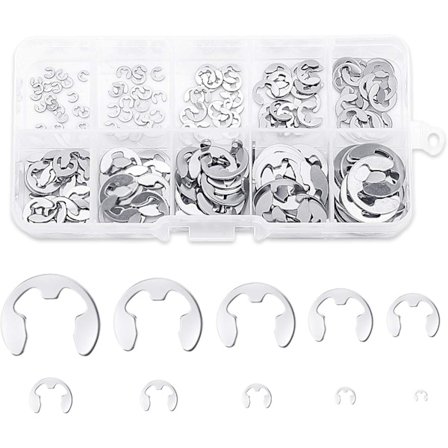 200 stk. rustfrit stål E-clips ring sæt, 1.5 / 2 / 3/4/5/6/7/8/9/10 mm rustfrit stål clips holder med opbevaringsboks