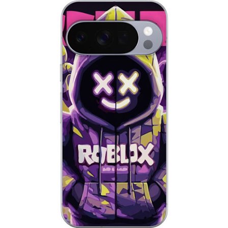 Kompatibelt Mobilskal till Google Google Pixel 10 Pro XL Färgstark Roblox-inspirerad huvtröjskaraktär med neonfärger och mask, digital spelillustr