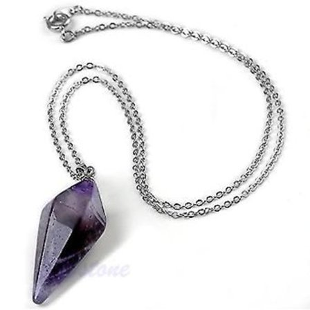 Edelsten Ny Krystall Pendel Healing Dowsing Reiki Chakra Hengesmykke (Lilla)
