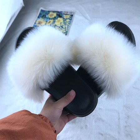 Kvinder Komfortable Fluffy Faux Fur Flat Sliders Slippers Sandaler