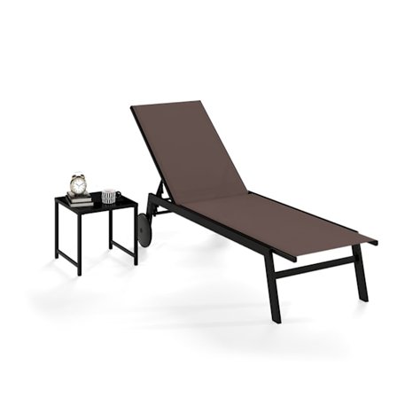 Udendørs liggestolsæt med justerbar ryglæn og bord