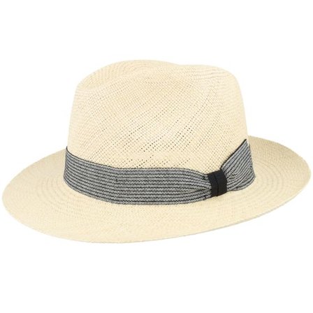 MJM Hats - Beige straw Hatt - Brisa Panama Natural-Stripe Band Straw Hat @ Hatstore