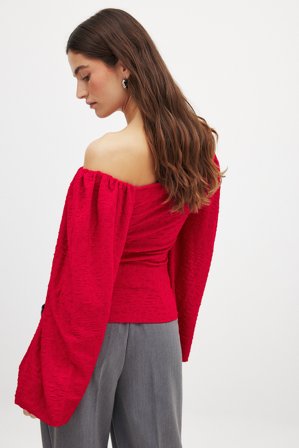 NA-KD Topp med puffärmar - Toppar med puffärm - Röd - XS