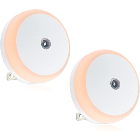 Rødt Natlys, Natlampe med Sensor til Stikkontakt, Diffust Lys, Energieffektiv, Natlys til Stikkontakt i Væg, til Soveværelse, Badeværelse, Køkken, 