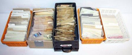 Danmark - Samling i 5 kartotekskasser - Stemplet