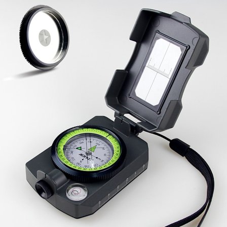 Orienteringskompas med sigteklinometer - IP54 Vandtæt Aluminiumlegering | Fluorescerende skala til vandring og geologi