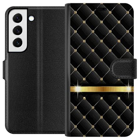 Kompatibel Tegnebogsetui til Samsung Galaxy S22 5G Syede mønster med gulddetaljer