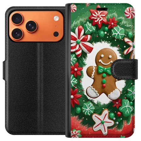 Apple iPhone 17 Pro Max Lommeboketui Pepperkake mann plakat julekaker krans godteri søtsaker pepperkaker retro kunst