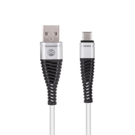 Forever USB Type-C kabel Shark Vit 1m 2A