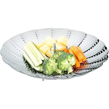 Dampkoker i rustfritt stål, justerbart dampinnsats (15,5 cm - 27 cm), dampinnsats for kasserolle