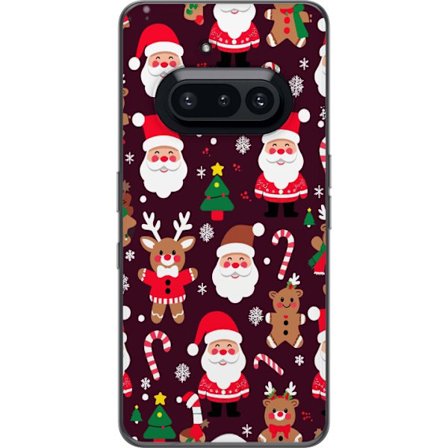 Kompatibelt Mobildeksel til Nothing Phone (3a) julemønster med nisser, reinsdyr og pepperkaker i tegnet vinterstil