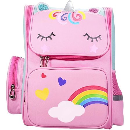 Enhjørningerygsæk til piger, skoletasker til piger, skoletaske til børn, sød enhjørningetaske til piger, børnebogtaske til indskoling