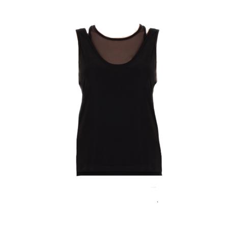 Joseph Ribkoff Top double with mesh , Zwart , Dames , Maat: S