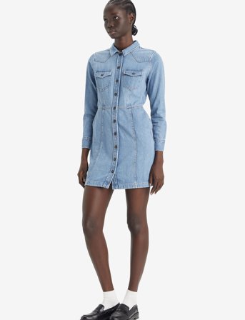 Levi's Flynn Western Core Dress Med Indigo - Worn In - Blue - S