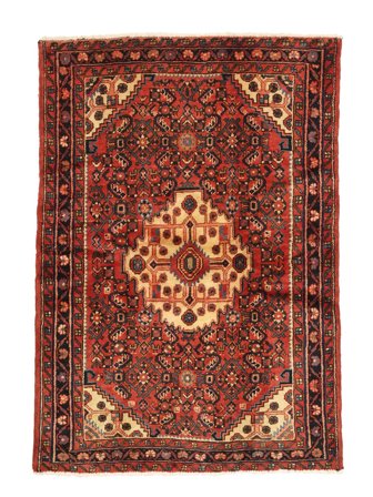 105X142 Alfombra Oriental Hosseinabad Rojo Oscuro/Negro (Lana, Persia)