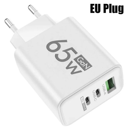 GaN Snabbladdning 65W USB Typ C Laddare EU KR PD 3.0 Snabbladdningsvägg För Telefonadapter För iPhone 15 Xiaomi Huawei Samsung