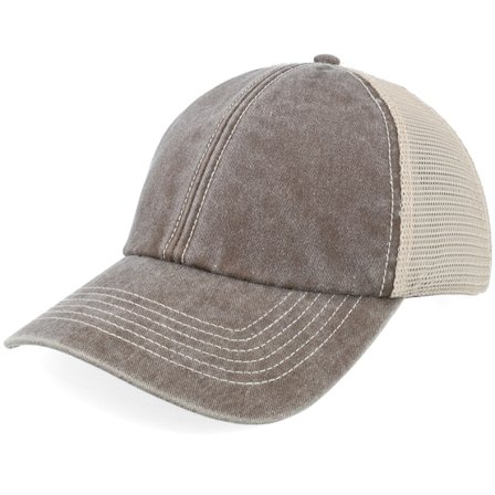 Beechfield - Brown - trucker - Cap - Blank Brown/Stone Vintage Washed Trucker - Hatstore