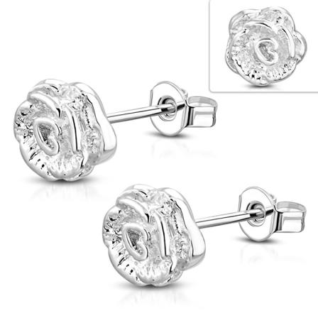 Lyxiga Silverpläterade Stud Örhängen Silver Färg Ros / Blomma