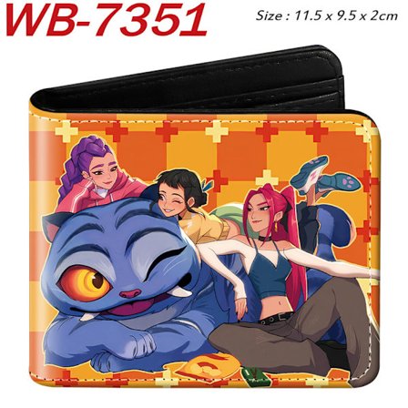 K-KPOP DEMON HUNTER plånbok i PU-läder, tvåfaldig, kort modell, populär och praktisk