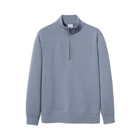 Mango Cotton sweatshirt with zip neck Blå, Herre Sweatshirts, Størrelse: XS