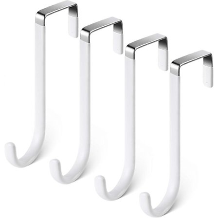 Oven oven koukut, 4 kpl raskaan käytön oven yläpuolisia ripustimia, ruostumattomasta teräksestä valmistetut takkikoukut seinälle asennettavat oviin, 