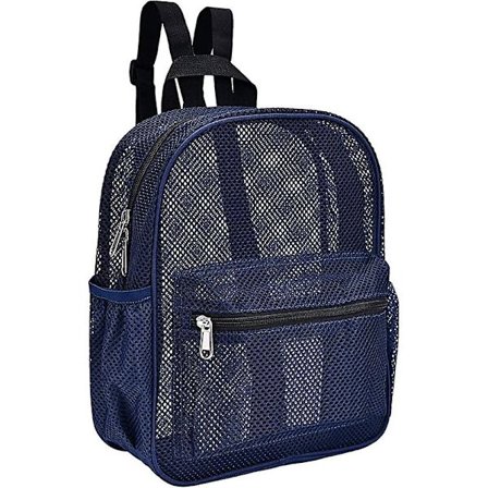 Mini mesh rygsæk, gennemsigtig mesh rygsæk til pendling, svømning, rejser, strand, udendørs sport blå