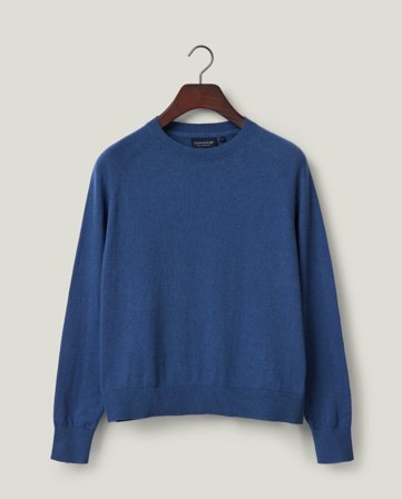 Lexington Raglan-sweater i bomuld/cashmere-blanding, blå