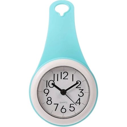 Tyst Veggklokke Baderomsklokke Dusjklokke Hengende Klokke Kjøkkenklokke med Sugekopp Liten Digital Veggklokke for Hjem Baderom Blå[co]