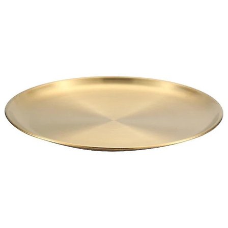 Rund messingbrett, gull dekorativt brett metall oppbevaringsorganisator brett for moderne hjem, smykker, sminke, toalettartikler, kjøkkenredskaper, 