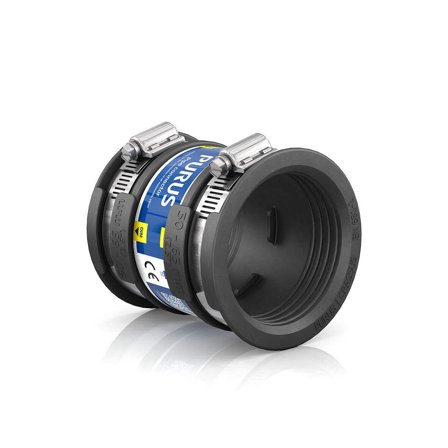 Purus 3032536 Gumminippel svart, med slangeklemmer, Innendørsavløp