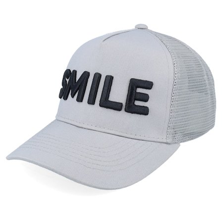 Kiddo Cap - Grå trucker Caps - Kids 3d Smile Light Grey A-Frame Trucker @ Hatstore