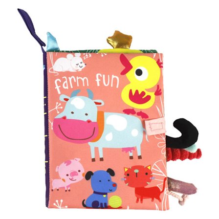 Baby Soft Stoffbok 4 Sider Lyse Farger Levende Mønster Utdanningsmessig Ferdighetsutvikling Krinkle Stoffbok