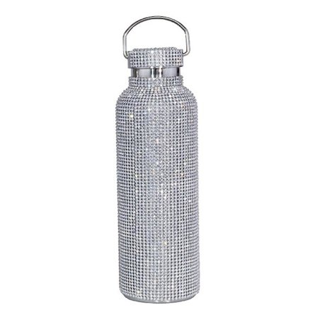 Glitter Rhinestone Vannflaske Gave til Jenter Kvinner, Rustfritt Stål Isolert Termisk Drikkeflaske Med Kjede