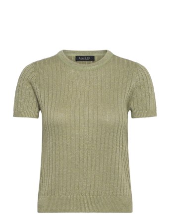 Metallic Rib-Knit Short-Sleeve Sweater Green Lauren Ralph Lauren