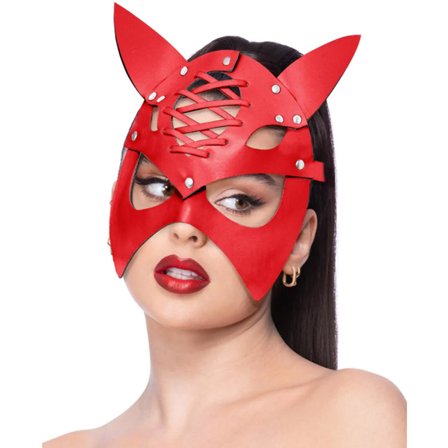 Djevelmaske i skinn, rød