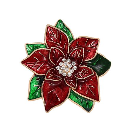 Rød Julestjerne Broche, Rød Julestjerne Blomst I Julebroche Reversnåle Smykker Til Piger (FMY)