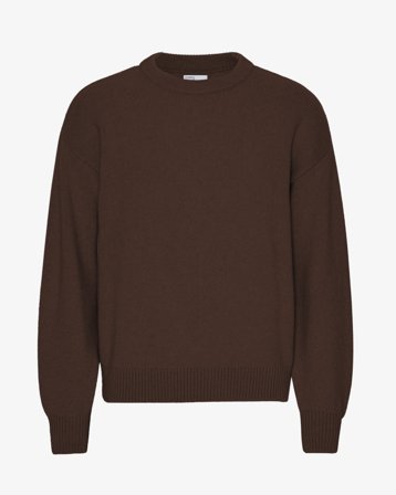 Oversized Merino Wool Crew - Coffee Brown XS