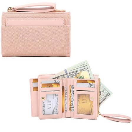 Multifunktionel PU-læderpung til kvinder – med mange kortrum, lynlås, møntrum og armbånd