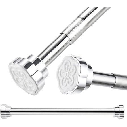 Udtrækkelig Stang, 40-55cm, Teleskopstang i Rustfrit Stål, Gardinstang, Brusehovedstang, Tøjstativ Gardinstang, Skabsspændestang, Ingen Boring