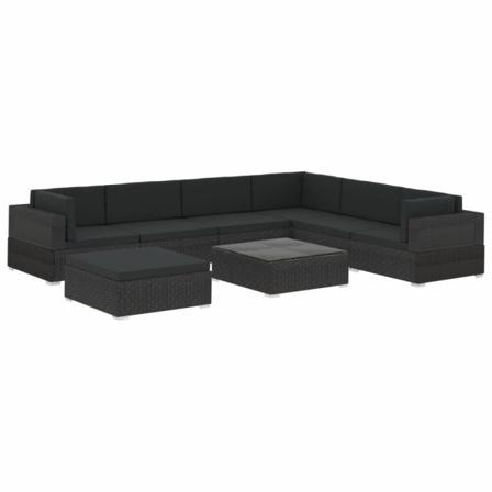 Vidaxl Loungeset För Trädgården Med Dynor 8 Delar Konstrotting S Svart