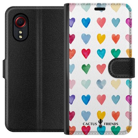 Yhteensopiva Lompakkokotelo Samsung Samsung Galaxy Xcover 5 Cactus and Friends - Watercolor Love Grid