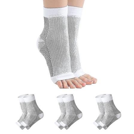 3 par Neuropatistrumpor, lindrande strumpor för neuropatiska smärtor, kompressionsstrumpor för tendinit, plantar fasciit, neuropati - Vit - L XL White