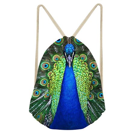 Snøresekk Ryggsekk Påfugl Dyr Barn Fest Gavepose Sportslag Gym Bag