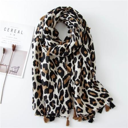 Naisten huivi 2022 kevään ja syksyn print pitkä vaaleanpunainen casual Beige leopard 180*90