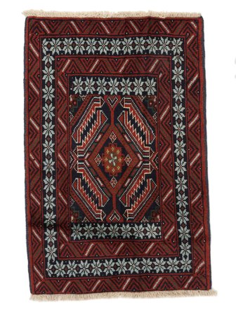 Tapis Baloutche 83X124 Noir/Rouge Foncé (Laine, Perse)