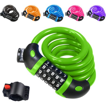 Cykelås (Grøn), Langt cykelås 120 cm x 12 mm, tyverisikringskabel