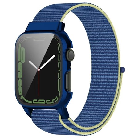 Apple Watch (45 mm) klockarmband i nylon + härdat glas - Havsblå