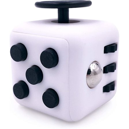 Fidget Cube - Hvid, Anti Stress Legetøj til Børn og Voksne, Angstlindring, Dekompressionslegetøj med 6 Beroligende Moduler
